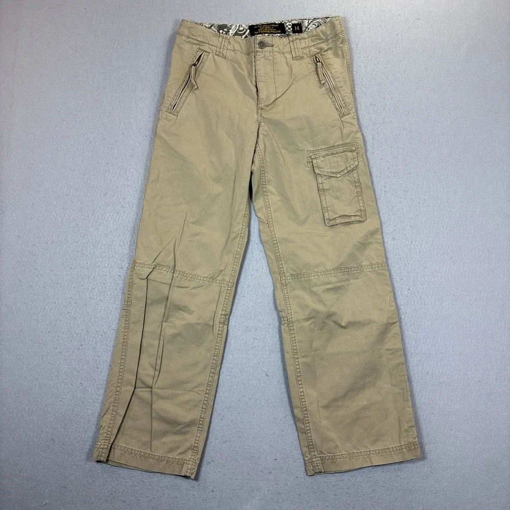 VTG Old Navy Surplus Company‎ Cargo Pants Girl Size 14 Khaki Utility Work Y2K
